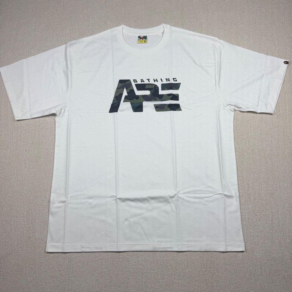 BAPE A Bathing Ape Camo Logo White T-Shirt Mens 3XL (RARE SIZE) Graphic Tee